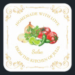 Vintage Homemade Salsa Square Label<br><div class="desc">Special for you!</div>