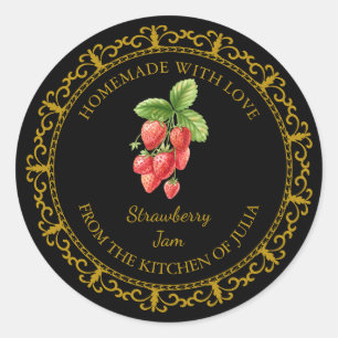 Vintage Homemade Strawberry Jam Label l Black