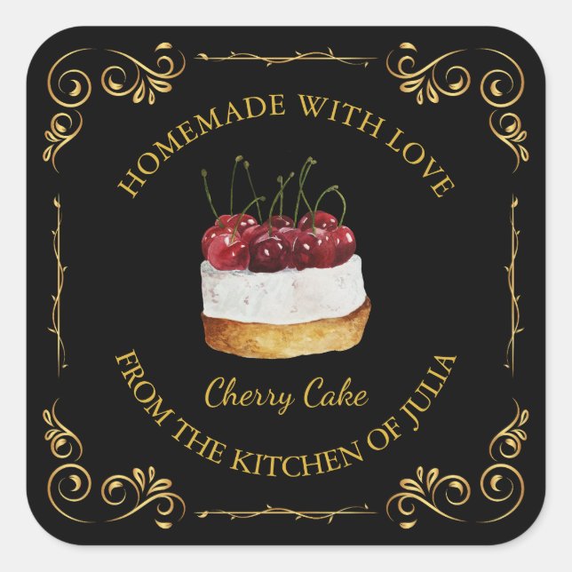 Vintage Homemade Sweet Cake Square Label (Front)