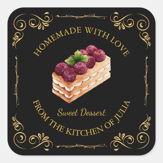 Vintage Homemade Sweet Cake Square Label (Front)
