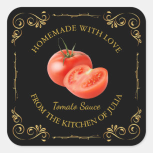 Vintage Homemade Tomato Sauce Square Label