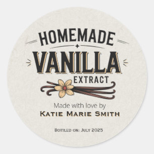 Vintage Homemade Vanilla Extract Classic Round Sticker