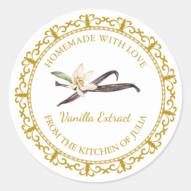 Vintage Homemade Vanilla Extract Label l White (Front)