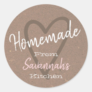 Vintage Homemade with Love Kitchen Lilac Paper  Classic Round Sticker