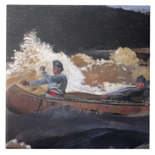 Vintage Homer Shooting The Rapids, Saguenay River Tile
