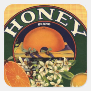 Vintage honey and oranges advertisement label