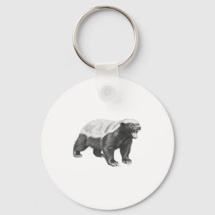 Vintage Honey Badger Drawing Realistic Wildlife An Keychain