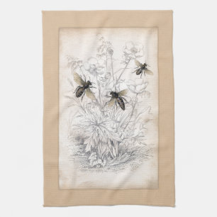 Vintage Honey Bee Art Print Kitchen Towel