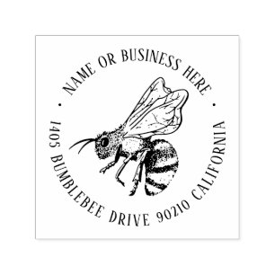 Vintage Honey Bee Business Name and Return Address Self-inking Stamp