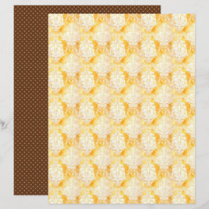 Vintage Honey Bee Damask Journal Paper Sheet