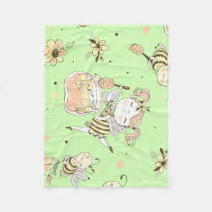 Vintage Honey Bee Decor Fleece Blanket
