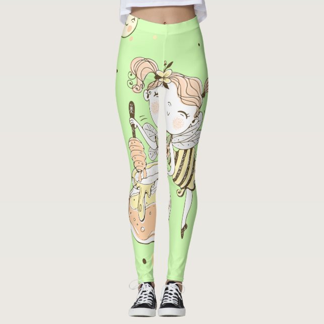 Vintage Honey Bee Decor Leggings (Front)