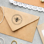 Vintage Honey Bee Family Name Round Return Address Rubber Stamp<br><div class="desc">Easily personalize these custom Vintage Honey Bee Family Name Round Return Address rubber stamps with your own names and address. To customize these rubber stamps, click on "Personalize this template" and change the text in the boxes provided. Available with different ink pad colours (not included) in square sizes 1 inch,...</div>