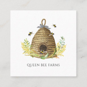 Vintage Honey Bee Hive Apiary Beekeeper  Square Business Card