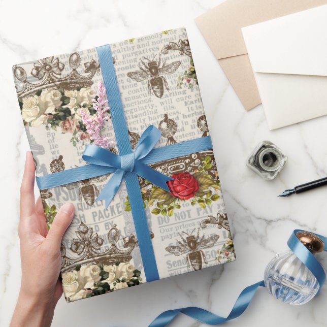 Vintage Honey Bee Pattern  Wrapping Paper (Gifting)