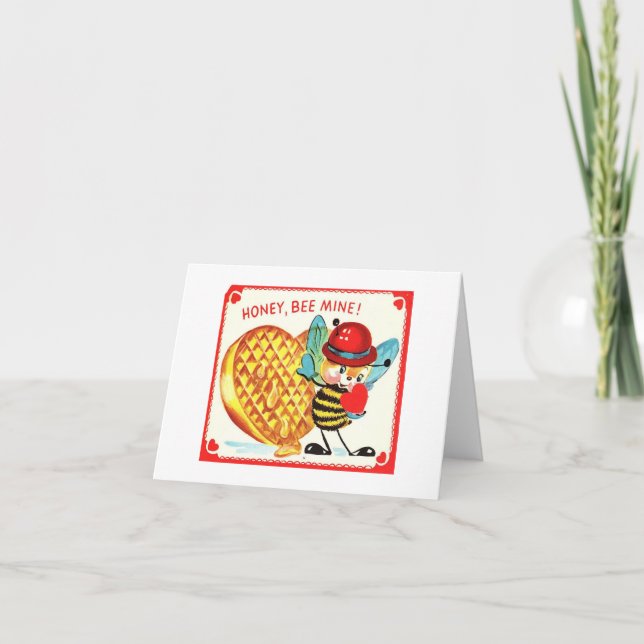 Vintage Honey Bee Valentine Card (Front)