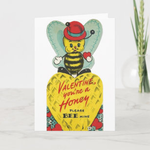 Vintage Honey Bee Valentine's Day Card