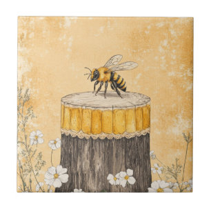 Vintage Honey Bee Wildflower Garden (1) Tile
