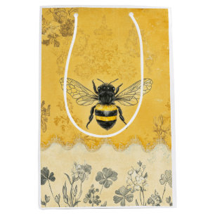 Vintage Honey Bee Wildflower Garden (2) Medium Gift Bag