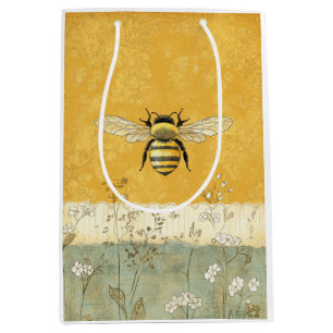 Vintage Honey Bee Wildflower Garden (3) Medium Gift Bag