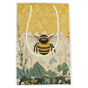 Vintage Honey Bee Wildflower Garden (5) Medium Gift Bag