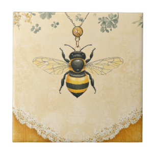 Vintage Honey Bee Wildflower Garden (7) Tile