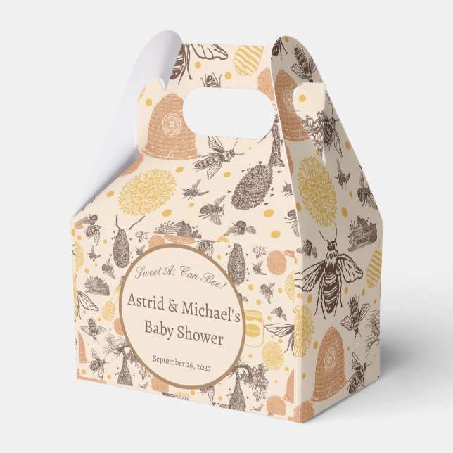 Vintage Honey Bumblebee Baby Shower  Favor Box (Front Side)