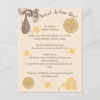 Vintage Honey Bumblebee Birth Announcement
