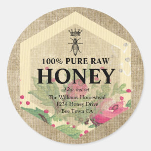 Vintage Honey Jar Label Honey Bee & Apiary Name