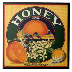 Vintage honey orange advertisement label tile