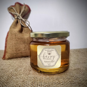 Vintage honeybee script honey jar label