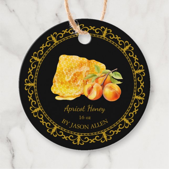 Vintage Honeycomb Apricot Infused Honey Hang Tag (Front)