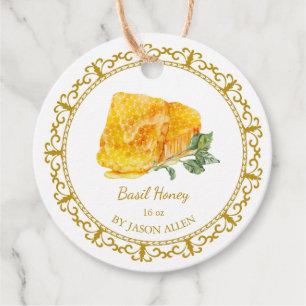 Vintage Honeycomb Basil Infused Honey Hang Tag