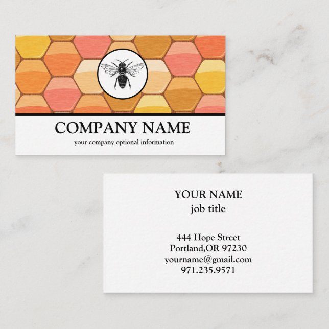 Vintage Honeycomb Bee BeeKeeper Honey Apairist Business Card (Front/Back)