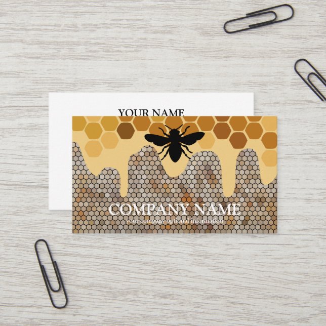 Vintage Honeycomb Bee BeeKeeper Honey Apairist Business Card (Front/Back In Situ)