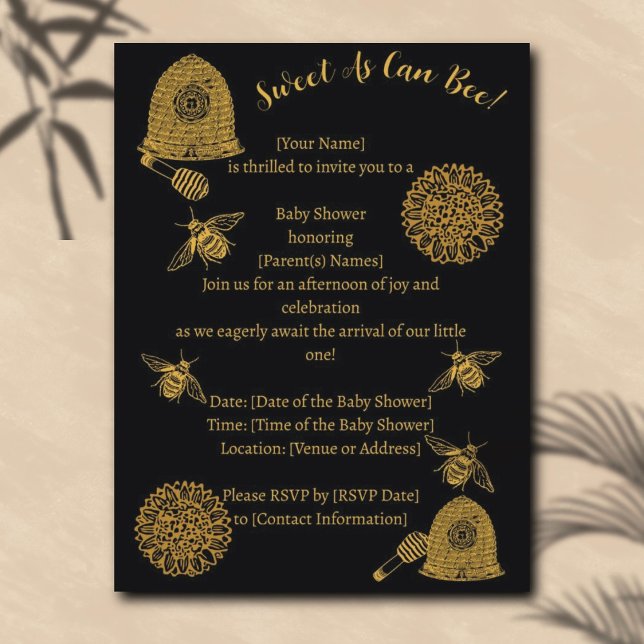 Vintage Honeycomb Bee Black Baby Shower  Postcard (Creator Uploaded)