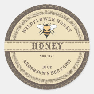 Vintage honeycomb bee honey jar label 