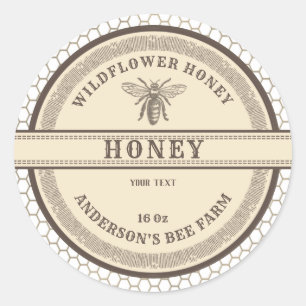 Vintage honeycomb bee honey jar label 