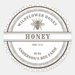 Vintage honeycomb bee honey jar label 
