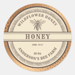 Vintage honeycomb bee honey jar label 