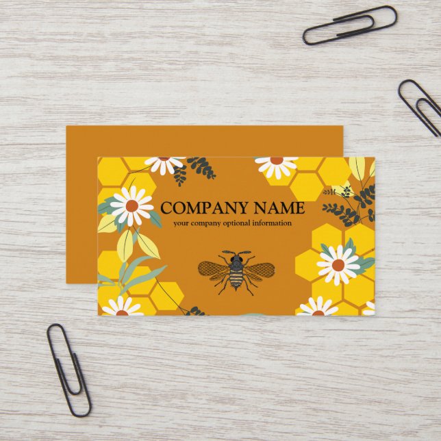 Vintage Honeycomb Beekeeper Honey Apiarist Business Card (Front/Back In Situ)