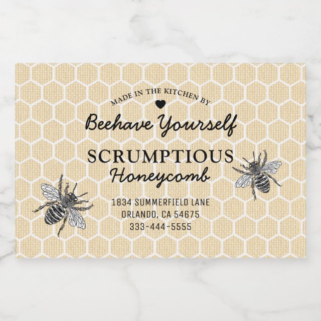 Vintage Honeycomb Honey Food Label (Single Label)