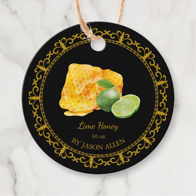 Vintage Honeycomb Lime Infused Honey Hang Tag (Front)