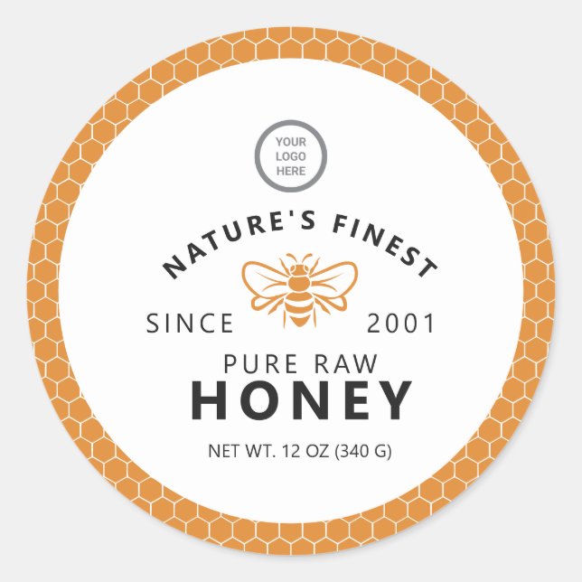 Vintage Honeycomb Pattern Round Jar Sticker Label (Front)