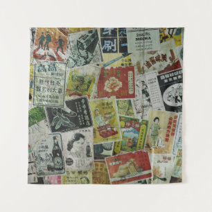 Vintage Hong Kong advertisement wall. Tapestry