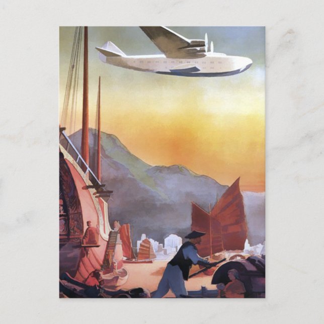 Vintage Hong Kong China Airline Travel Postcard (Front)