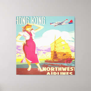 Vintage Hong Kong – Northwest Airlines Canvas Print