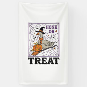 Vintage Honk Or Treat Witch Goose Halloween Shirt_ Banner
