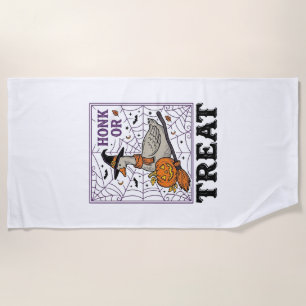 Vintage Honk Or Treat Witch Goose Halloween Shirt_ Beach Towel