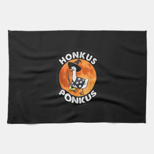 Vintage Honkus Ponkus Halloween Cute Witches Duck Kitchen Towel